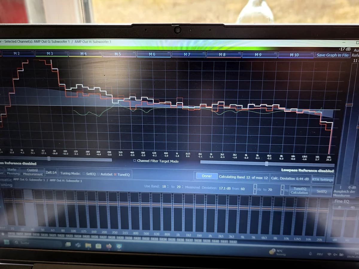 DSP-Einmessung am Laptop: Frequenzgang im Fahrerhaus